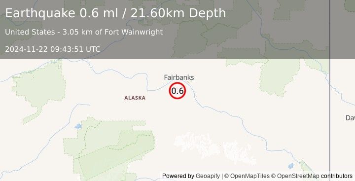 Earthquake 25 km S of South Van Horn, Alaska (0.6 ml) (2024-11-22 09:43:51 UTC)