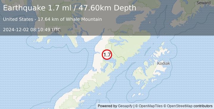 Earthquake 47 km ESE of Egegik, Alaska (1.7 ml) (2024-12-02 08:10:49 UTC)