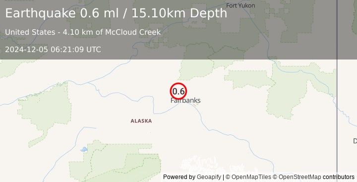 Earthquake 17 km N of Ester, Alaska (0.6 ml) (2024-12-05 06:21:09 UTC)