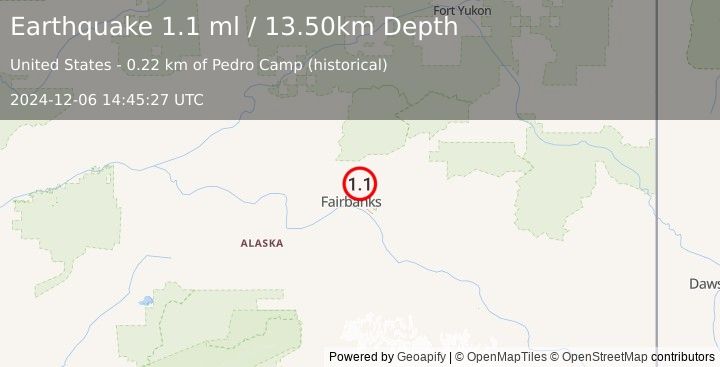 Earthquake 6 km NE of Fox, Alaska (1.1 ml) (2024-12-06 14:45:27 UTC)