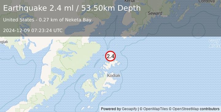 Earthquake 54 km NNE of Aleneva, Alaska (2.4 ml) (2024-12-09 07:23:24 UTC)