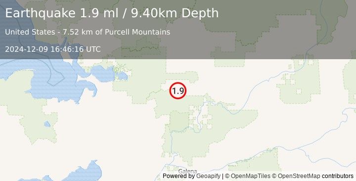 Earthquake 73 km NW of Huslia, Alaska (1.9 ml) (2024-12-09 16:46:16 UTC)