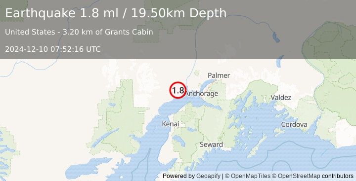 Earthquake 17 km NNE of Beluga, Alaska (1.8 ml) (2024-12-10 07:52:16 UTC)