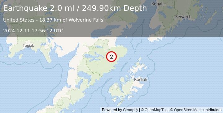 Earthquake 89 km S of Kokhanok, Alaska (2.0 ml) (2024-12-11 17:56:12 UTC)