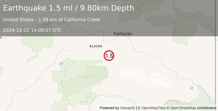 Earthquake 24 km NE of Ferry, Alaska (1.5 ml) (2024-12-12 14:00:07 UTC)