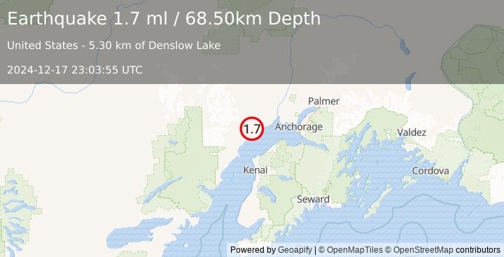 Earthquake 15 km WNW of Beluga, Alaska (1.7 ml) (2024-12-17 23:03:55 UTC)