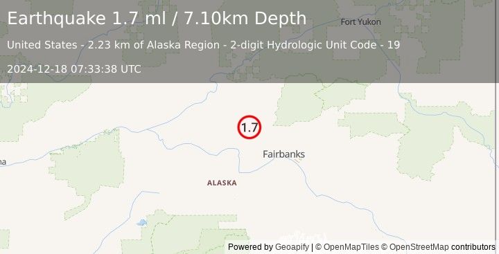 Earthquake 26 km ENE of Minto, Alaska (1.7 ml) (2024-12-18 07:33:38 UTC)