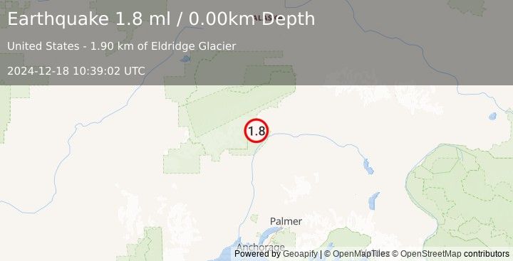 Earthquake 50 km N of Chase, Alaska (1.8 ml) (2024-12-18 10:39:02 UTC)