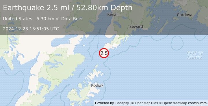 Earthquake 31 km S of Port Graham, Alaska (2.5 ml) (2024-12-23 13:51:05 UTC)