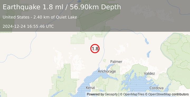 Earthquake 30 km ENE of Skwentna, Alaska (1.8 ml) (2024-12-24 16:55:46 UTC)