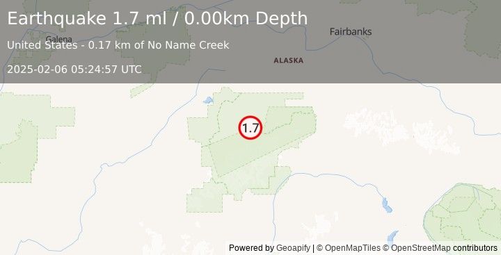 Earthquake 42 km E of Denali National Park, Alaska (1.7 ml) (2025-02-06 05:24:57 UTC)