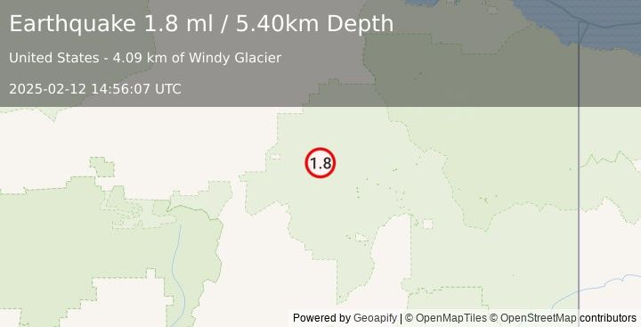 Earthquake 92 km NW of Arctic Village, Alaska (1.8 ml) (2025-02-12 14:56:07 UTC)