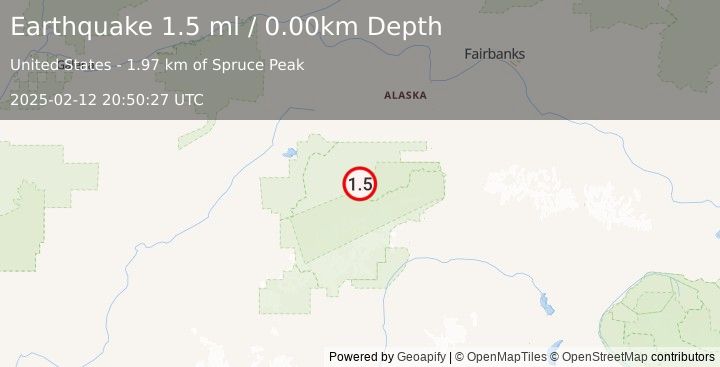 Earthquake 52 km E of Denali National Park, Alaska (1.5 ml) (2025-02-12 20:50:27 UTC)