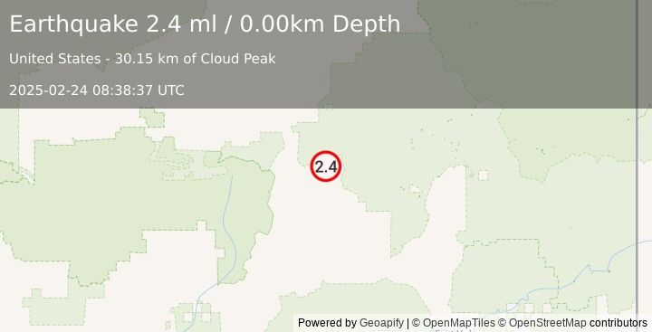 Earthquake 104 km NE of Wiseman, Alaska (2.4 ml) (2025-02-24 08:38:37 UTC)