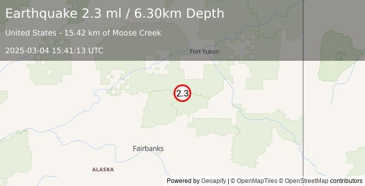 Earthquake 50 km SSW of Birch Creek, Alaska (2.3 ml) (2025-03-04 15:41:13 UTC)