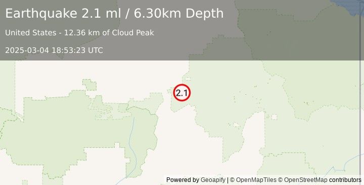 Earthquake 128 km ENE of Anaktuvuk Pass, Alaska (2.1 ml) (2025-03-04 18:53:23 UTC)