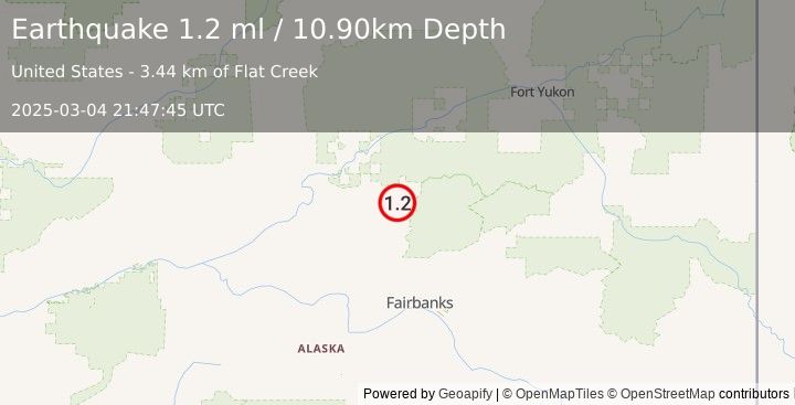 Earthquake 24 km NE of Livengood, Alaska (1.2 ml) (2025-03-04 21:47:45 UTC)