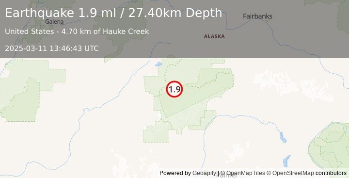 Earthquake 20 km SE of Denali National Park, Alaska (1.9 ml) (2025-03-11 13:46:43 UTC)