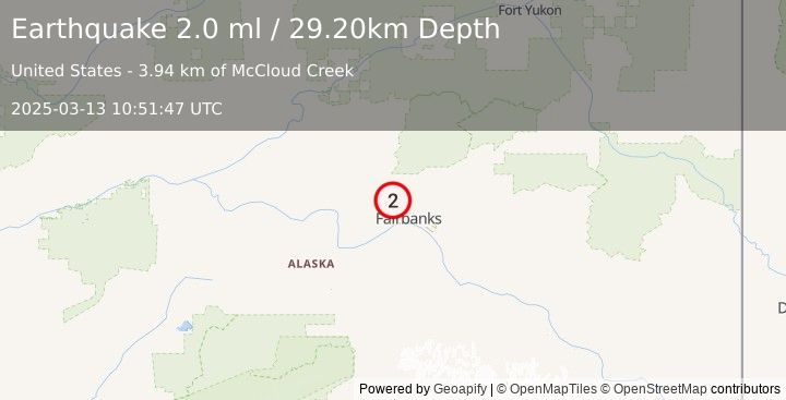 Earthquake 16 km N of Ester, Alaska (2.0 ml) (2025-03-13 10:51:47 UTC)