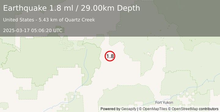 Earthquake 63 km NE of Wiseman, Alaska (1.8 ml) (2025-03-17 05:06:20 UTC)