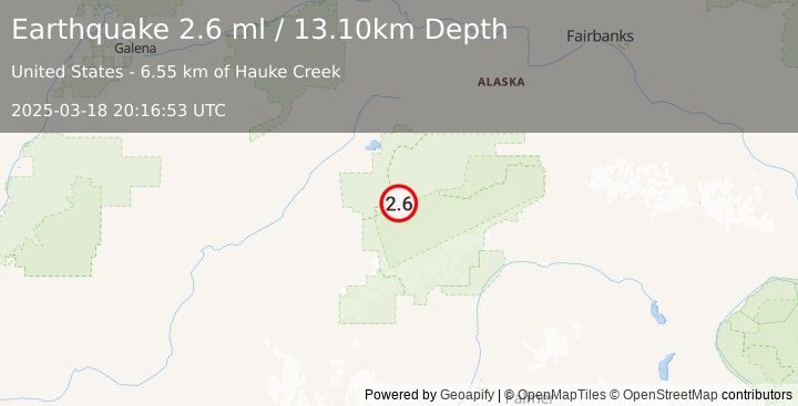 Earthquake 17 km S of Denali National Park, Alaska (2.6 ml) (2025-03-18 20:16:53 UTC)