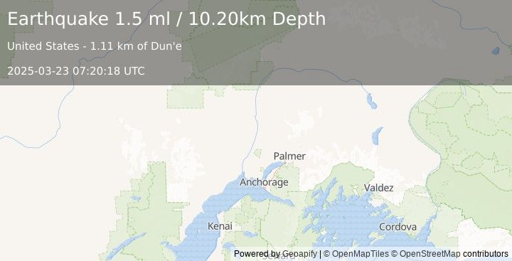 Earthquake 25 km NNW of Willow, Alaska (1.5 ml) (2025-03-23 07:20:18 UTC)