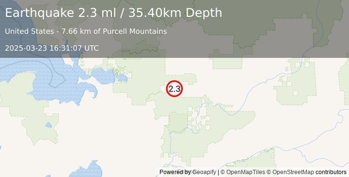 Earthquake 68 km SSW of Shungnak, Alaska (2.3 ml) (2025-03-23 16:31:07 UTC)