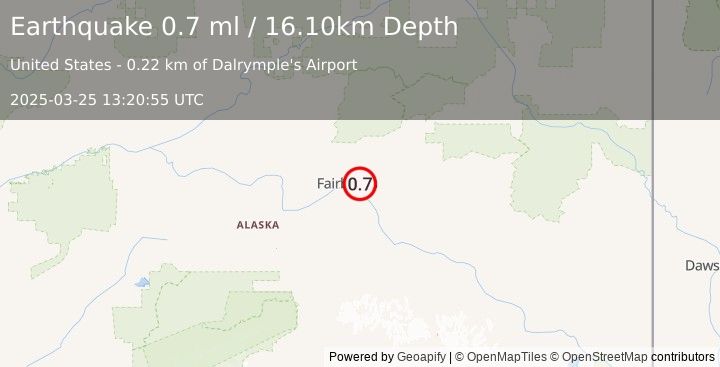 Earthquake 6 km NE of Badger, Alaska (0.7 ml) (2025-03-25 13:20:55 UTC)