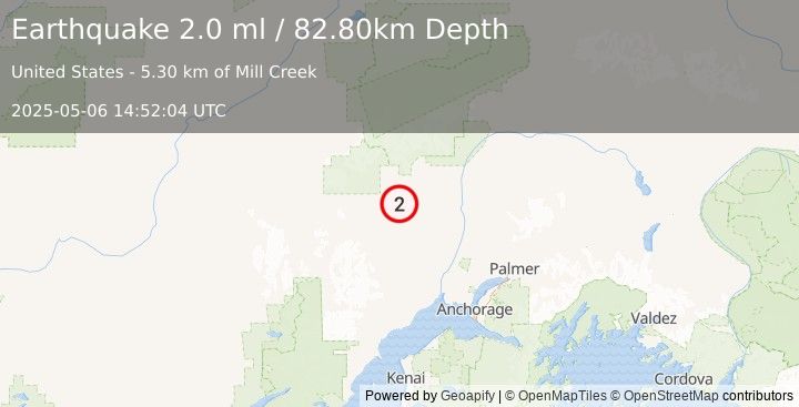 Earthquake 23 km N of Skwentna, Alaska (2.0 ml) (2025-05-06 14:52:04 UTC)
