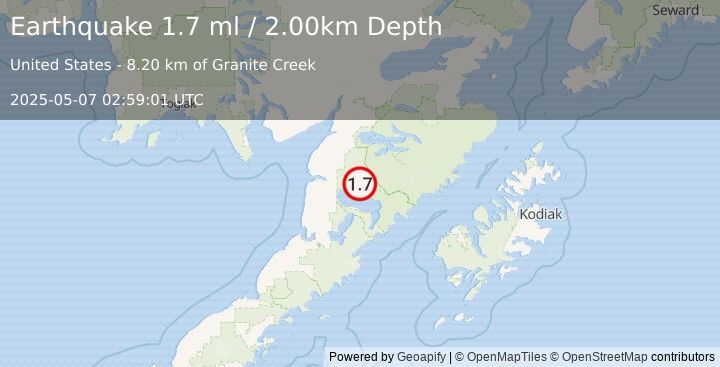 Earthquake 59 km E of Egegik, Alaska (1.7 ml) (2025-05-07 02:59:01 UTC)