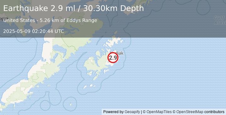 Earthquake 6 km S of Womens Bay, Alaska (2.9 ml) (2025-05-09 02:20:44 UTC)