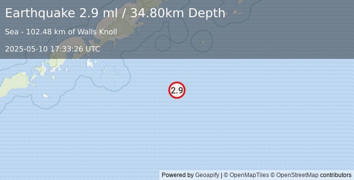 Earthquake 211 km SE of Perryville, Alaska (2.9 ml) (2025-05-10 17:33:26 UTC)