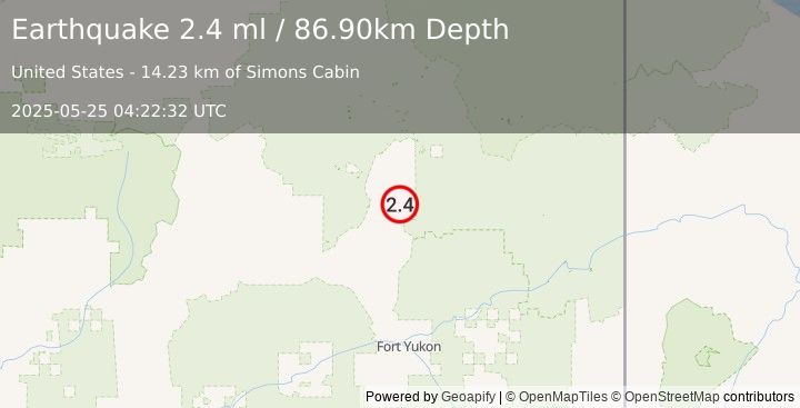 Earthquake 52 km S of Arctic Village, Alaska (2.4 ml) (2025-05-25 04:22:32 UTC)