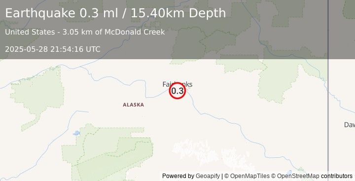 Earthquake 11 km SSE of South Van Horn, Alaska (0.3 ml) (2025-05-28 21:54:16 UTC)