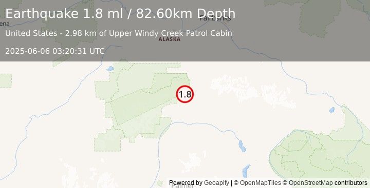 Earthquake 3 km WNW of Cantwell, Alaska (1.8 ml) (2025-06-06 03:20:31 UTC)