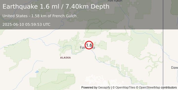 Earthquake 3 km SSE of Fox, Alaska (1.6 ml) (2025-06-10 05:59:53 UTC)