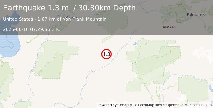 Earthquake 60 km N of Nikolai, Alaska (1.3 ml) (2025-06-10 07:29:56 UTC)