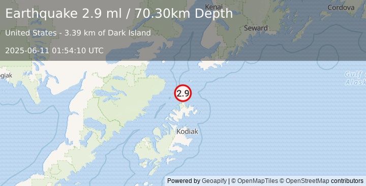 Earthquake 69 km NNE of Aleneva, Alaska (2.9 ml) (2025-06-11 01:54:10 UTC)