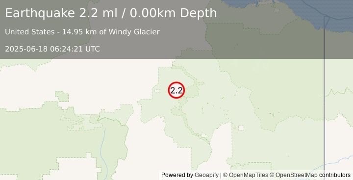 Earthquake 105 km NW of Arctic Village, Alaska (2.2 ml) (2025-06-18 06:24:21 UTC)
