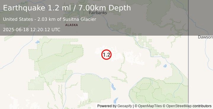 Earthquake 85 km WNW of Paxson, Alaska (1.2 ml) (2025-06-18 12:20:12 UTC)