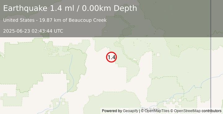 Earthquake 105 km W of Arctic Village, Alaska (1.4 ml) (2025-06-23 02:43:44 UTC)