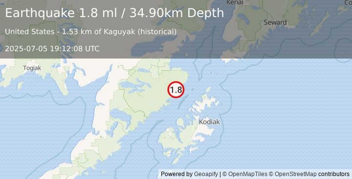 Earthquake 80 km NW of Aleneva, Alaska (1.8 ml) (2025-07-05 19:12:08 UTC)