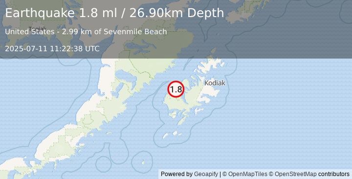 Earthquake 14 km NW of Larsen Bay, Alaska (1.8 ml) (2025-07-11 11:22:38 UTC)