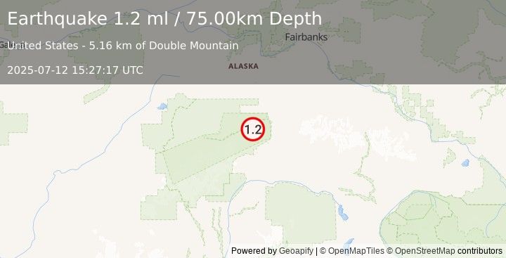 Earthquake 28 km SW of Denali Park, Alaska (1.2 ml) (2025-07-12 15:27:17 UTC)