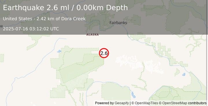 Earthquake 8 km ESE of Healy, Alaska (2.6 ml) (2025-07-16 03:12:02 UTC)