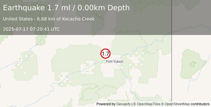 Earthquake 31 km SE of Venetie, Alaska (1.7 ml) (2025-07-17 07:20:41 UTC)