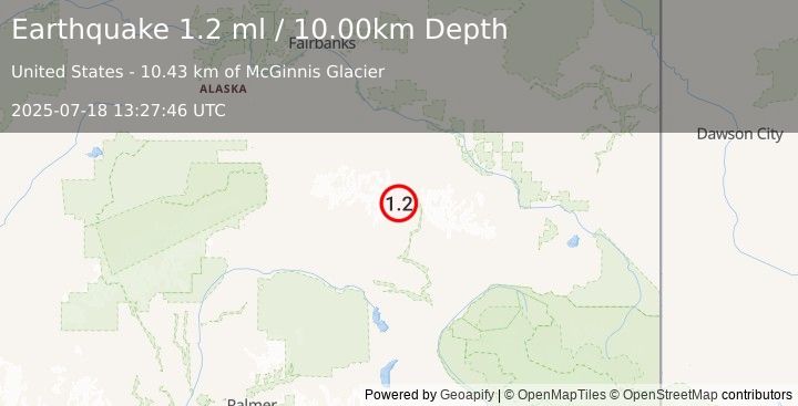 Earthquake 49 km NW of Paxson, Alaska (1.2 ml) (2025-07-18 13:27:46 UTC)
