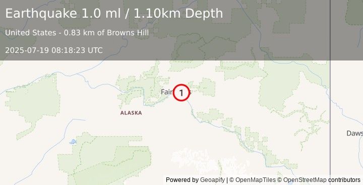 Earthquake 3 km NE of Badger, Alaska (1.0 ml) (2025-07-19 08:18:23 UTC)