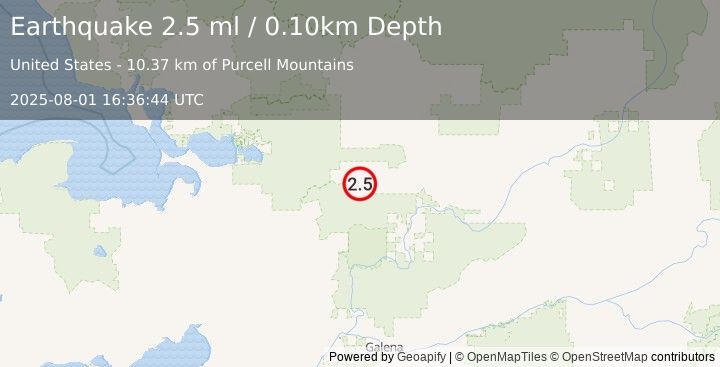 Earthquake 75 km S of Shungnak, Alaska (2.5 ml) (2025-08-01 16:36:44 UTC)