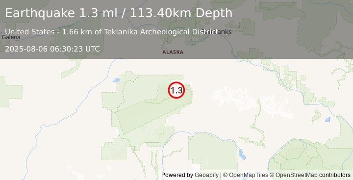 Earthquake 29 km W of Denali Park, Alaska (1.3 ml) (2025-08-06 06:30:23 UTC)